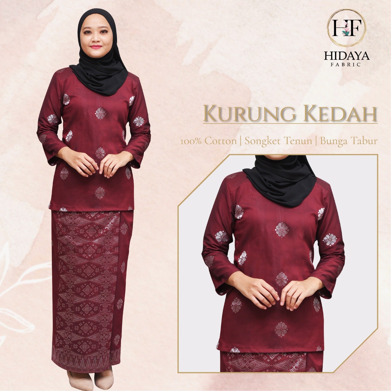 Hidaya Fabric Baju Kurung Kedah , 7XL To 10XL Hidaya Fabrics 